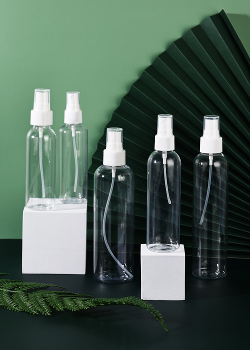 Flacone spray rotondo trasparente in PET da 60-200 ml