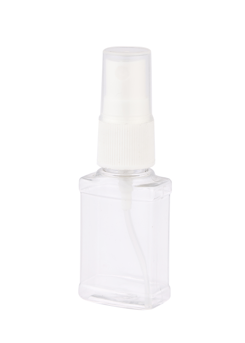 Flacone spray quadrato piatto trasparente da 30 ml in PET