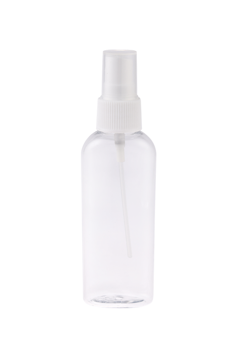 Flacone spray per alcol con bottiglia piatta ovale trasparente da 30-60 ml in PET