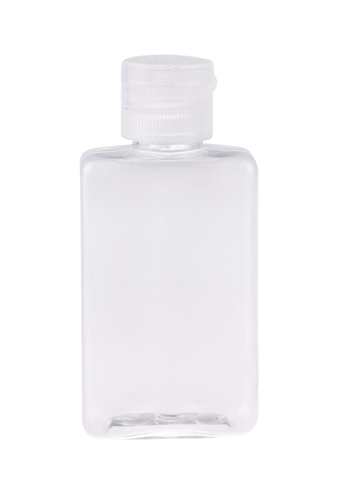 Flacone quadrato trasparente per lozione gel flip-top da 40-60 ml in PET