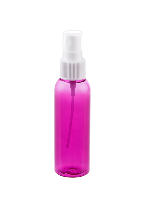 Flacone rotondo spray in PET trasparente da 60 ml per bicchieri per la pulizia della bottiglia di disinfettante liquido