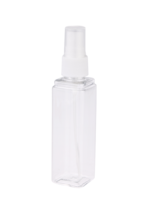 Flacone spray quadrato trasparente in PET da 60 ml