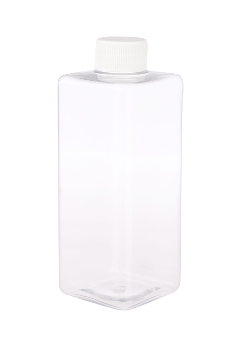 Flacone quadrato trasparente da 300 ml in PET